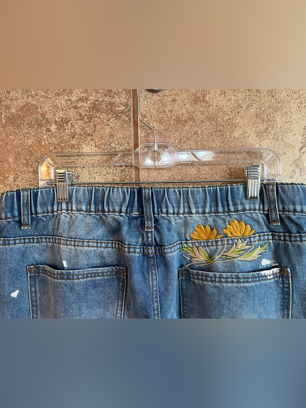 Oli and Hali Embroidered Boho Floral & Crochet Denim Wide-Leg Jeans XL NWT - Picture 5 of 15